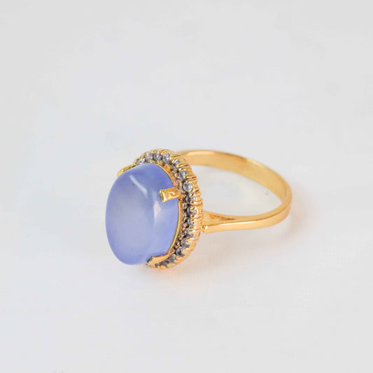 Gold Plated Oval Light Blue Stone Ring 1180