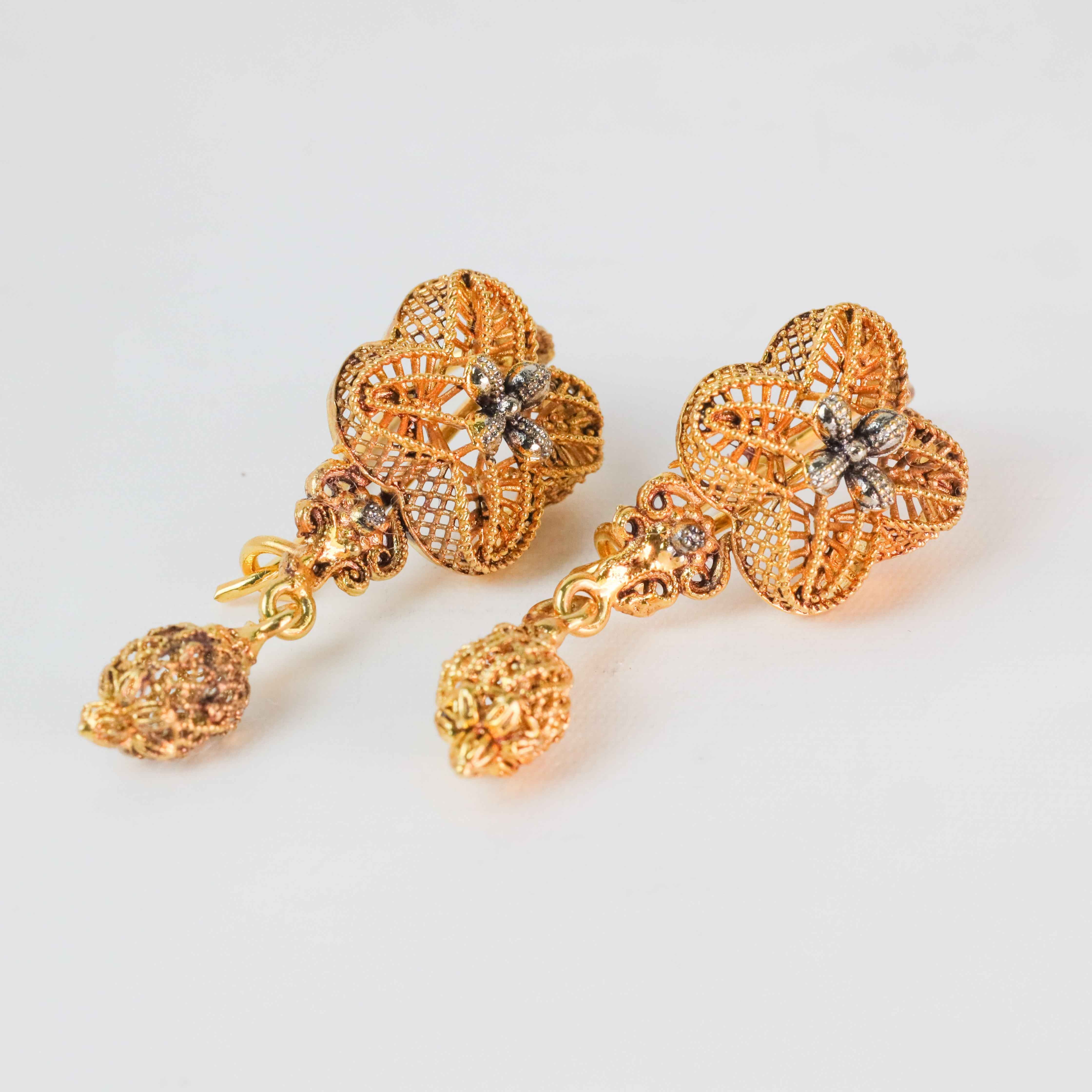 Gold Plated Dangle Drop Earrings