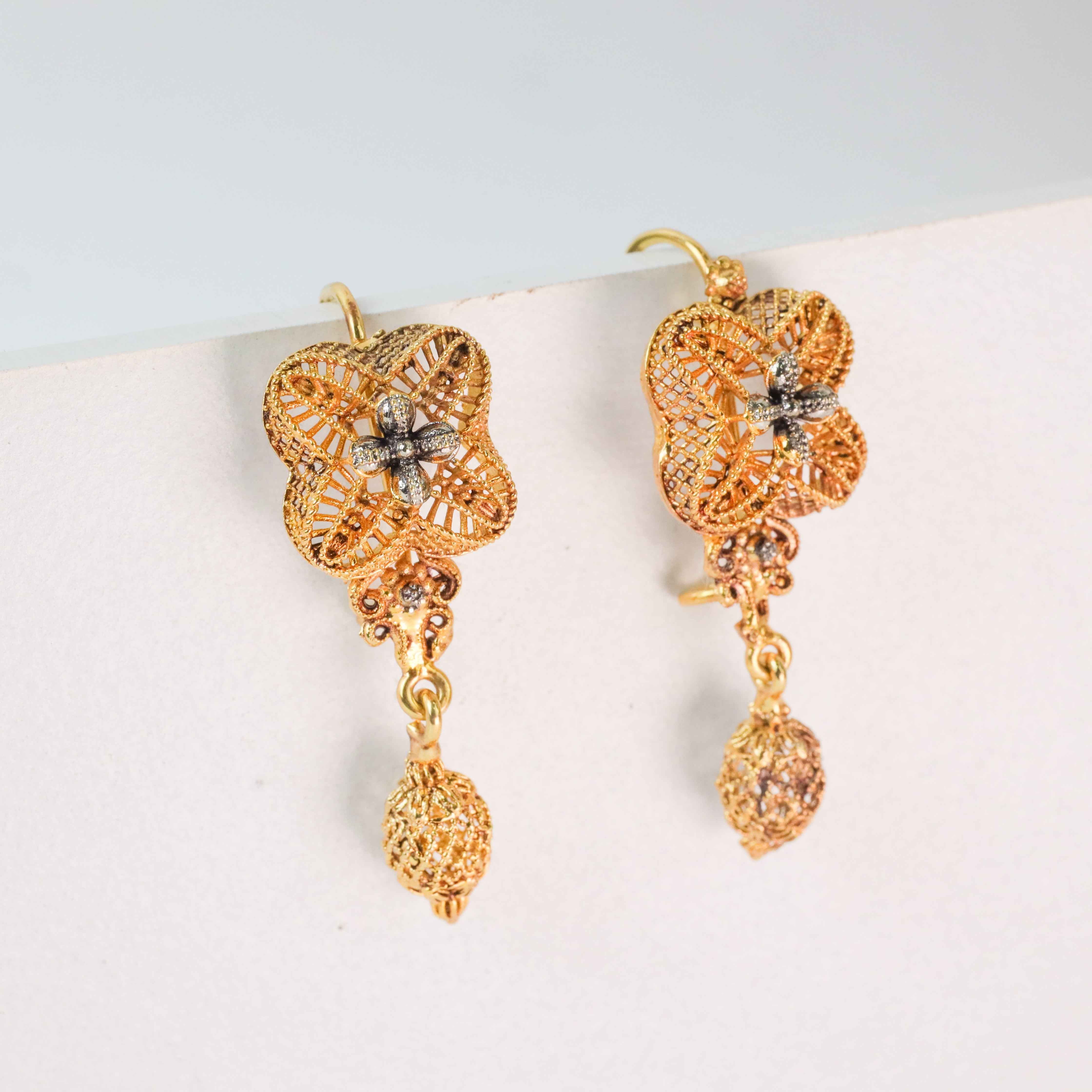 Gold Plated Dangle Drop Earrings