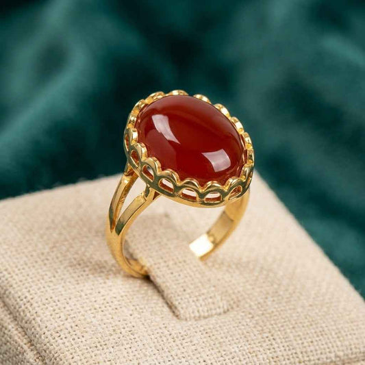 Aqeeq With Gold Plated Ring
