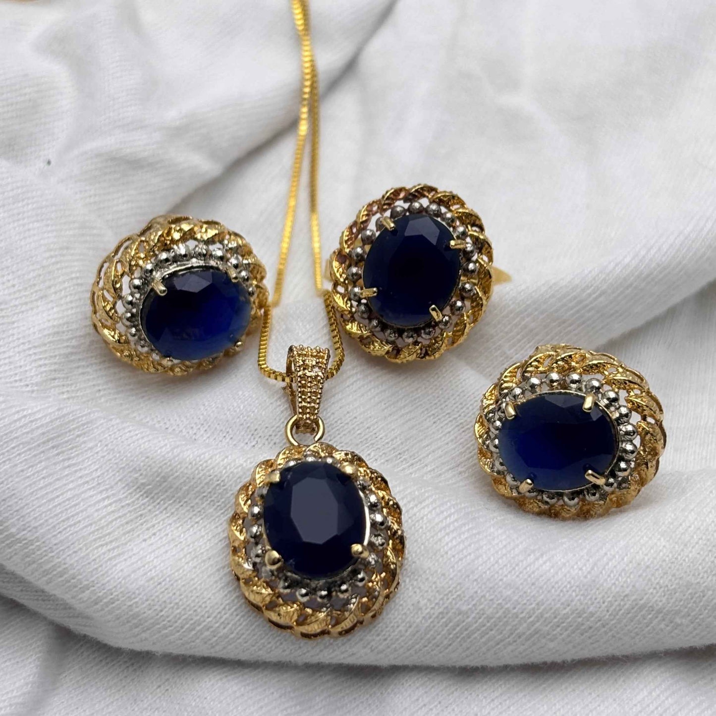 Royal Blue Pendant Necklace Set