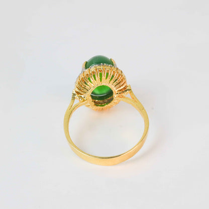 Gold Plated Oval Green Stone Ring