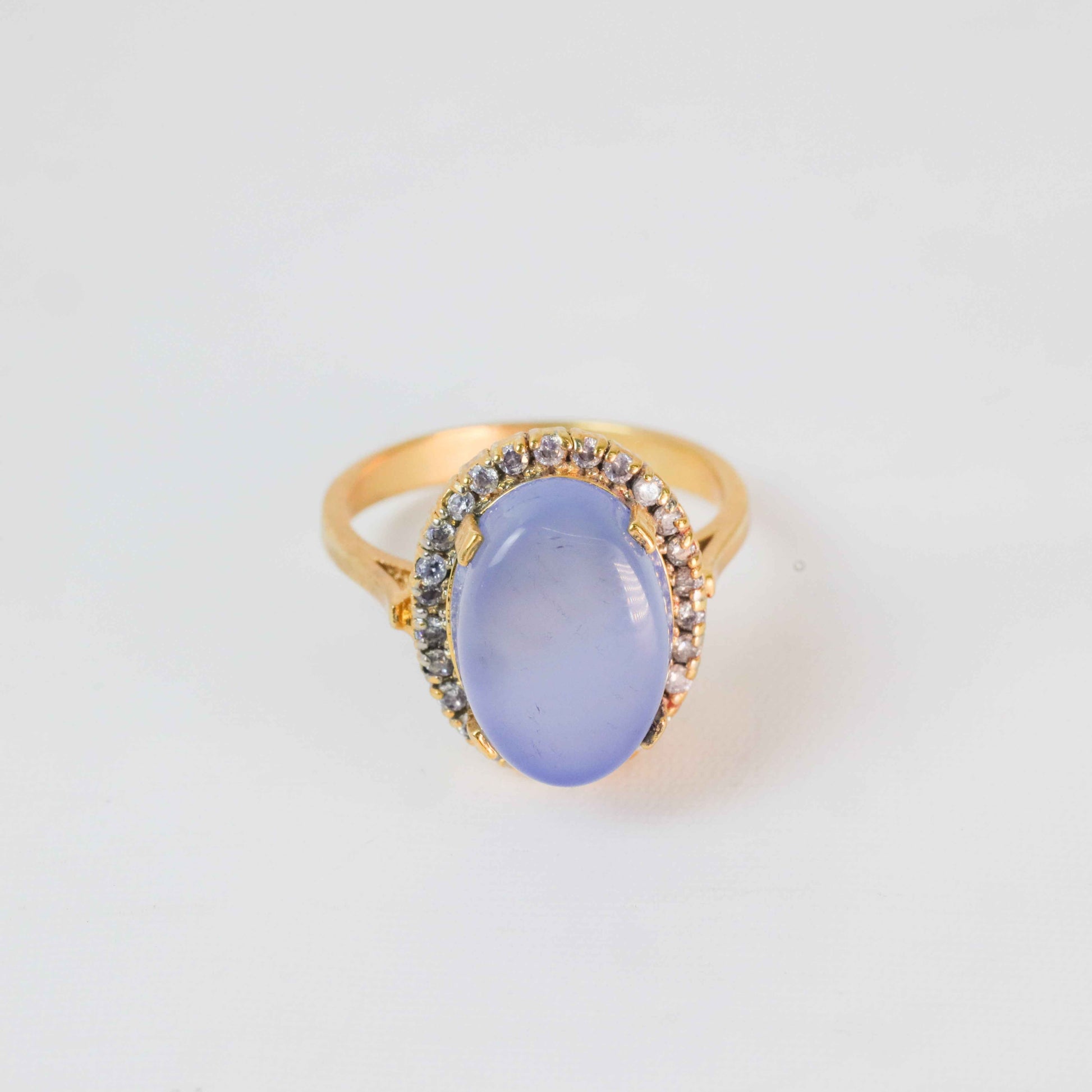 Gold Plated Oval Light Blue Stone Ring  1180