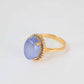 Gold Plated Oval Light Blue Stone Ring  1180