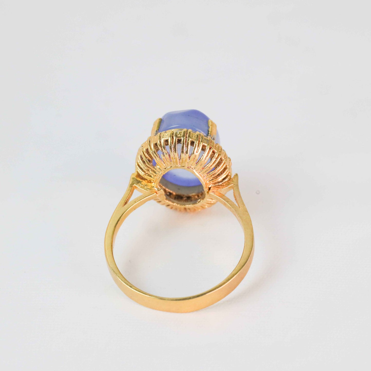 Gold Plated Oval Light Blue Stone Ring  1180