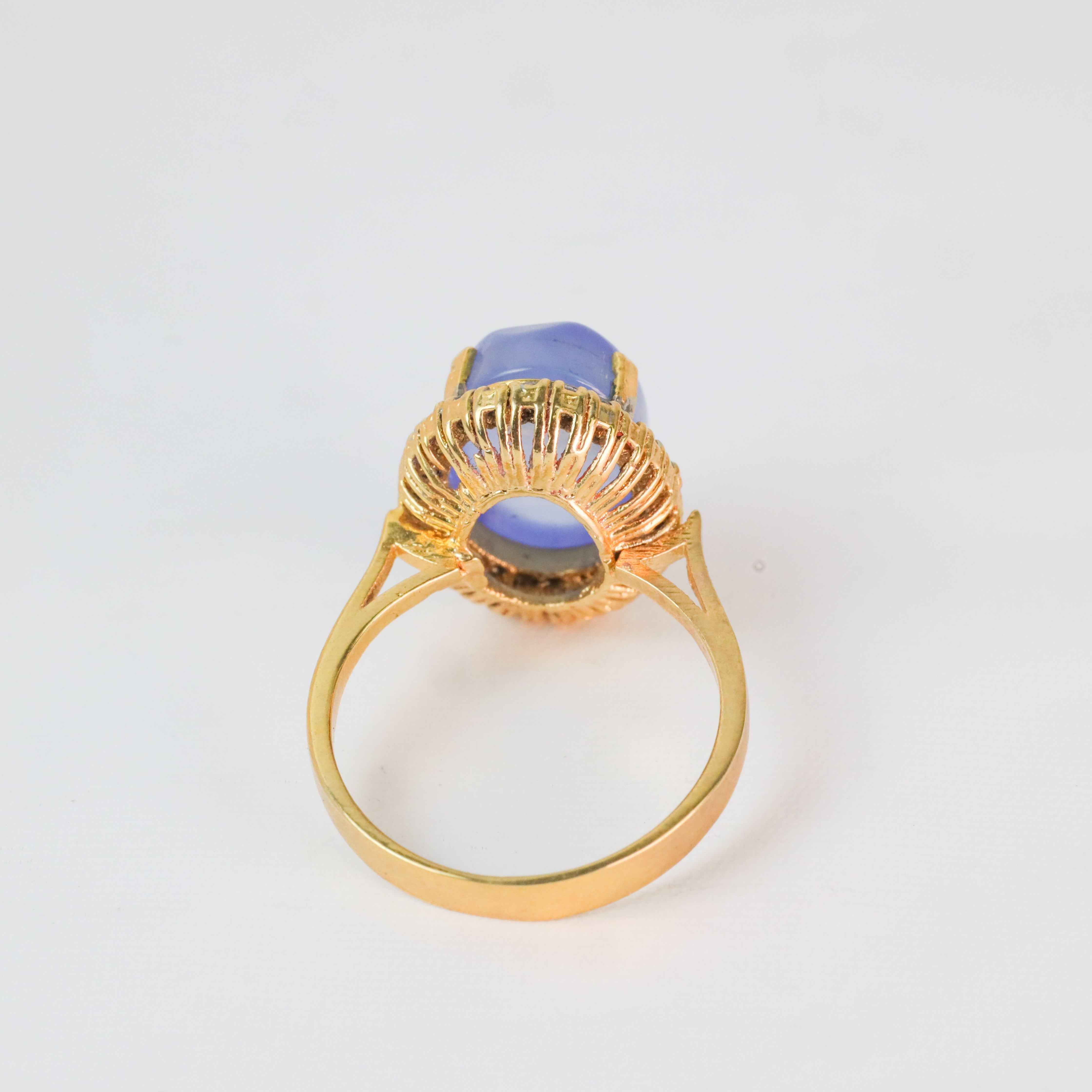 Gold Plated Oval Light Blue Stone Ring  1180