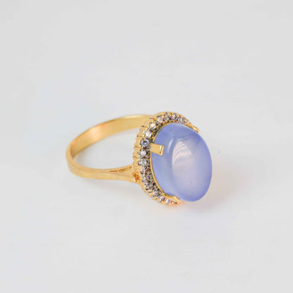 Gold Plated Oval Light Blue Stone Ring  1180