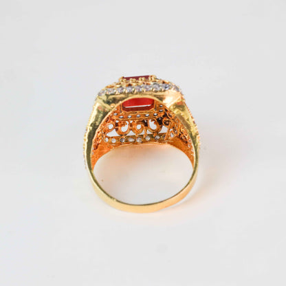 Gold Plated Regal  Red Stone Ring