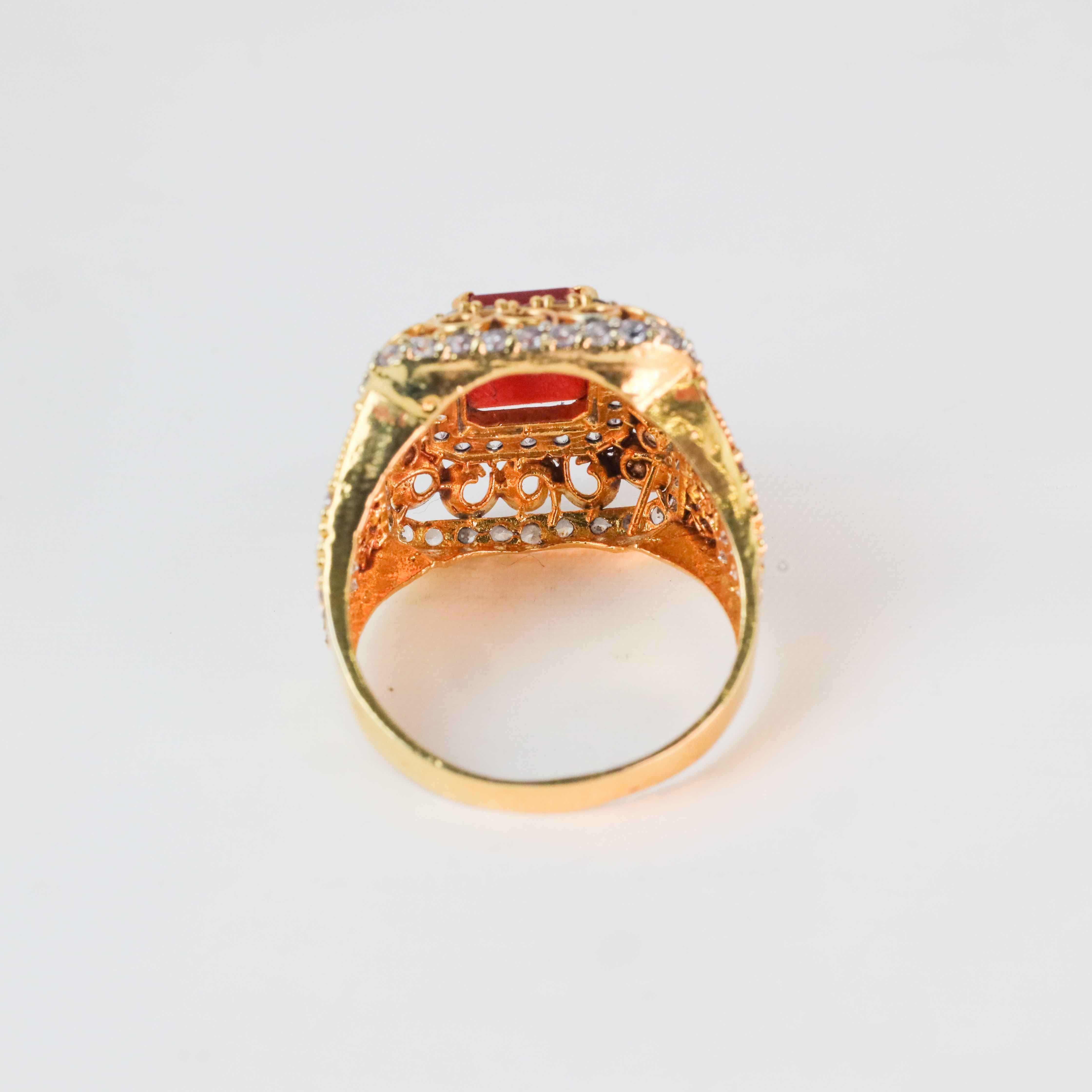 Gold Plated Regal  Red Stone Ring