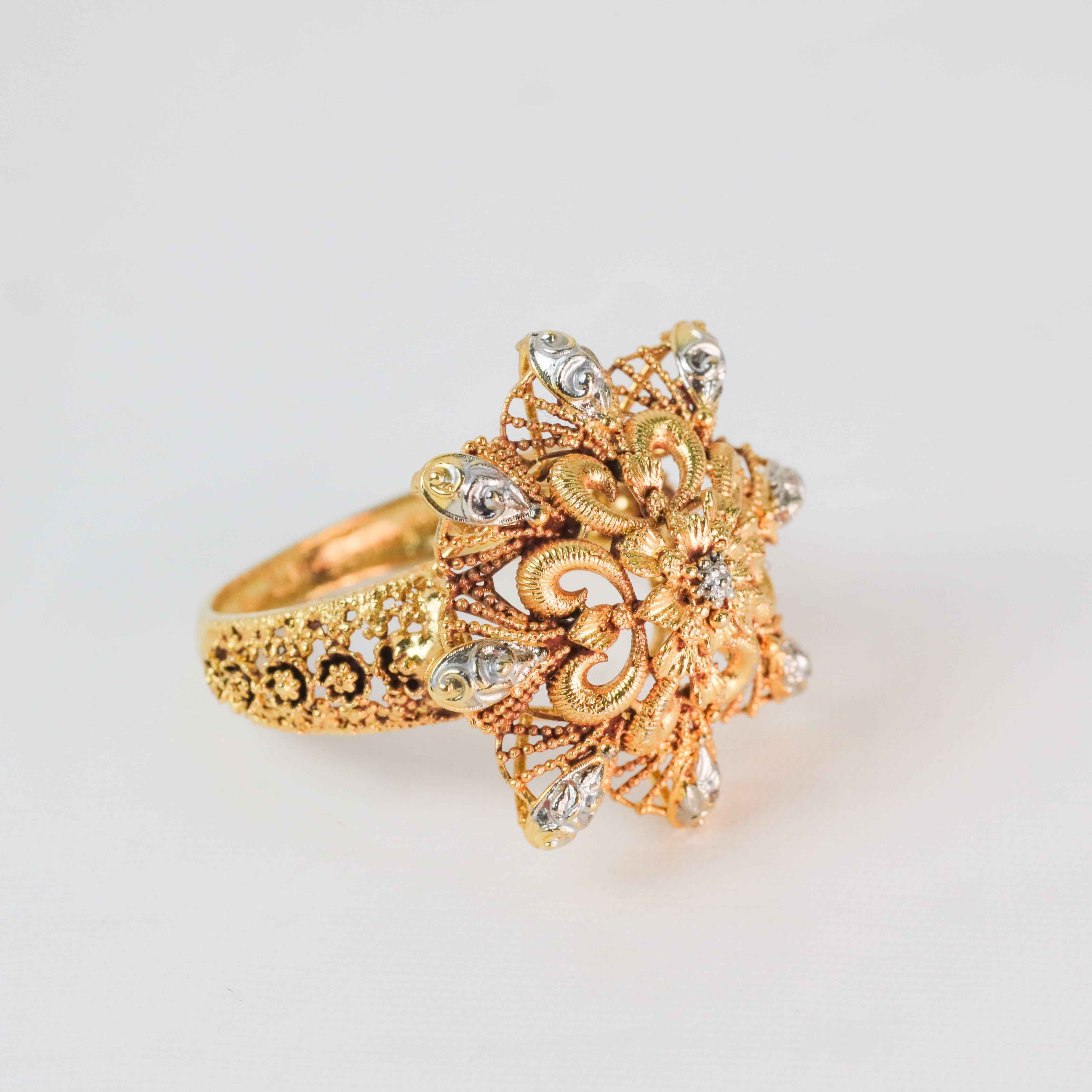 Floral Gold-Plated Heer-e-Naz Ring