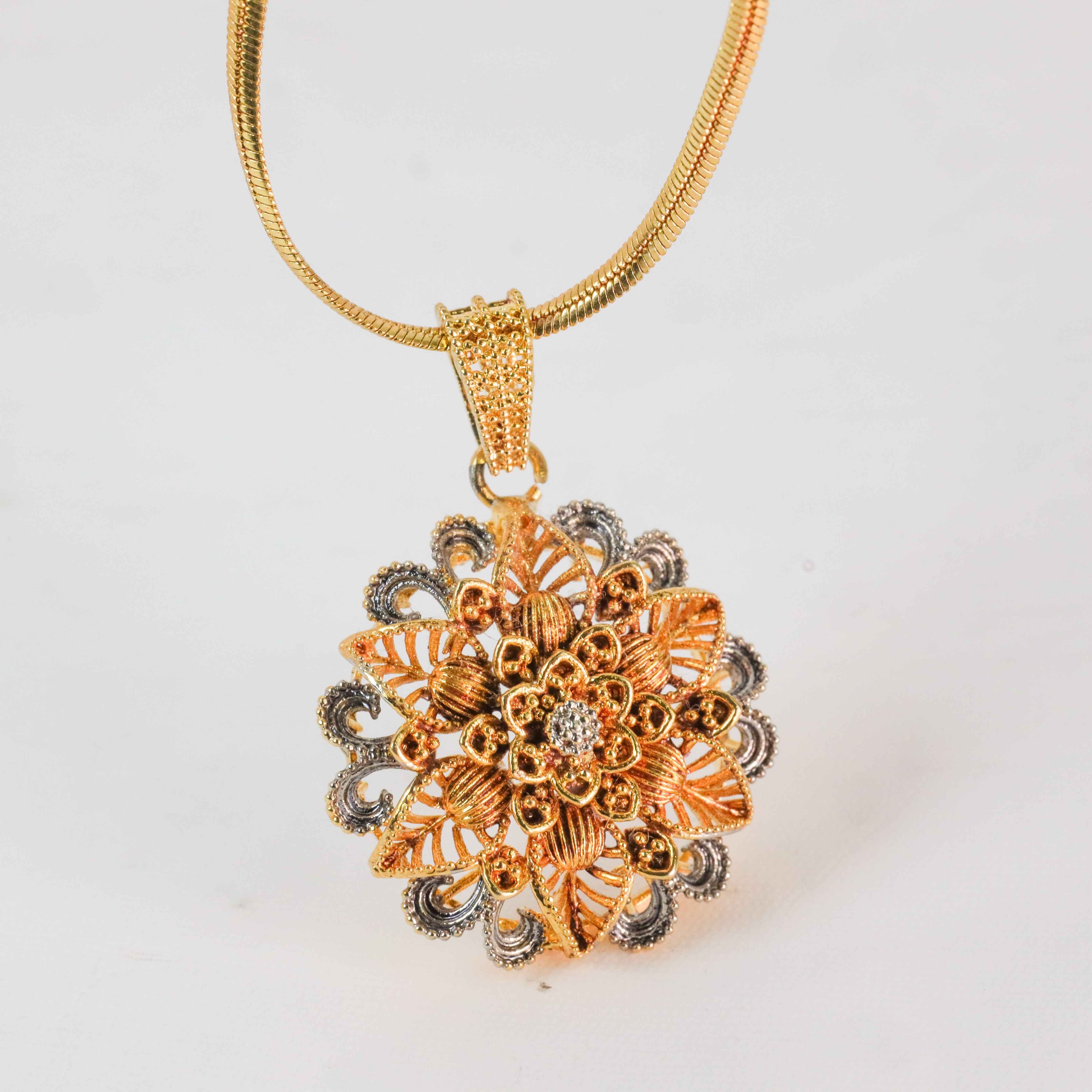 Gold Plated Stylish Floral Pendant Set