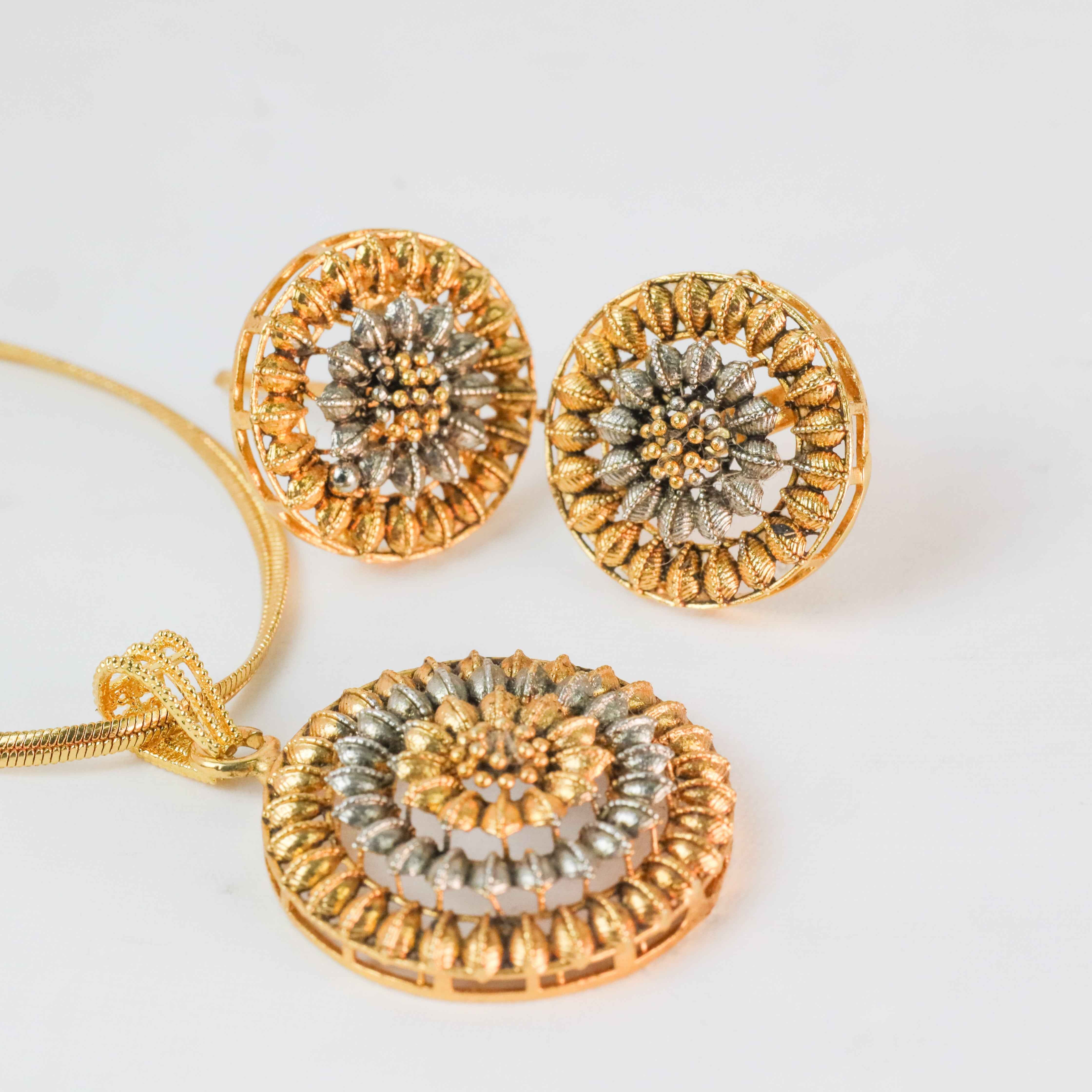 Elegant Gold & Silver-Toned Noor-e-Bahar Necklace Set