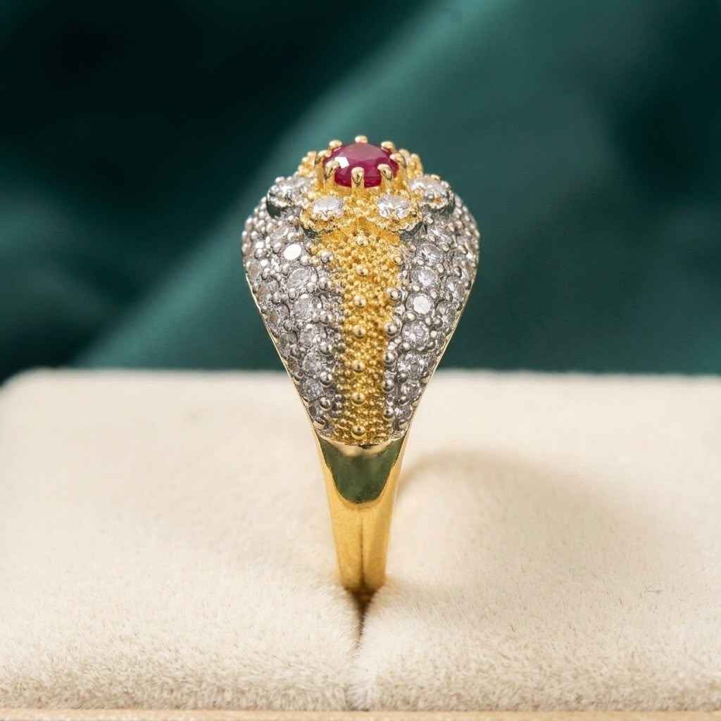 Rubi & Dimond Accened Gold Plated Ring