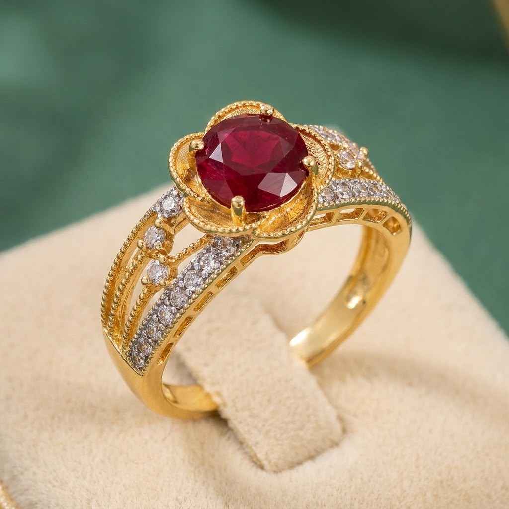 Red Ruby With Beutifull Desizen