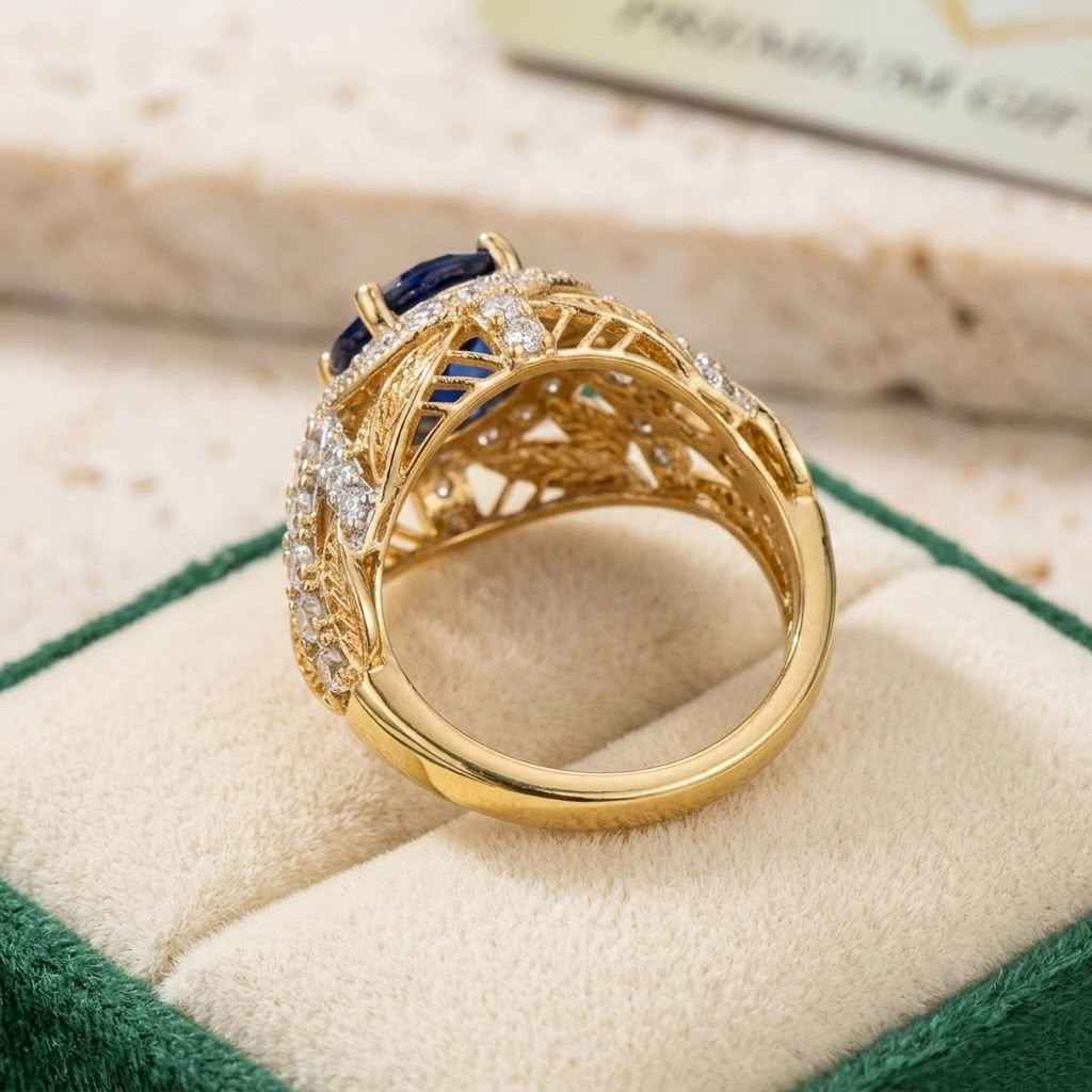 Blue Sapphire Gold Plated Ring