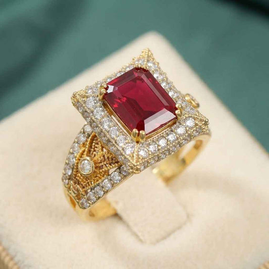 Ruby Stone With Dimond Cut