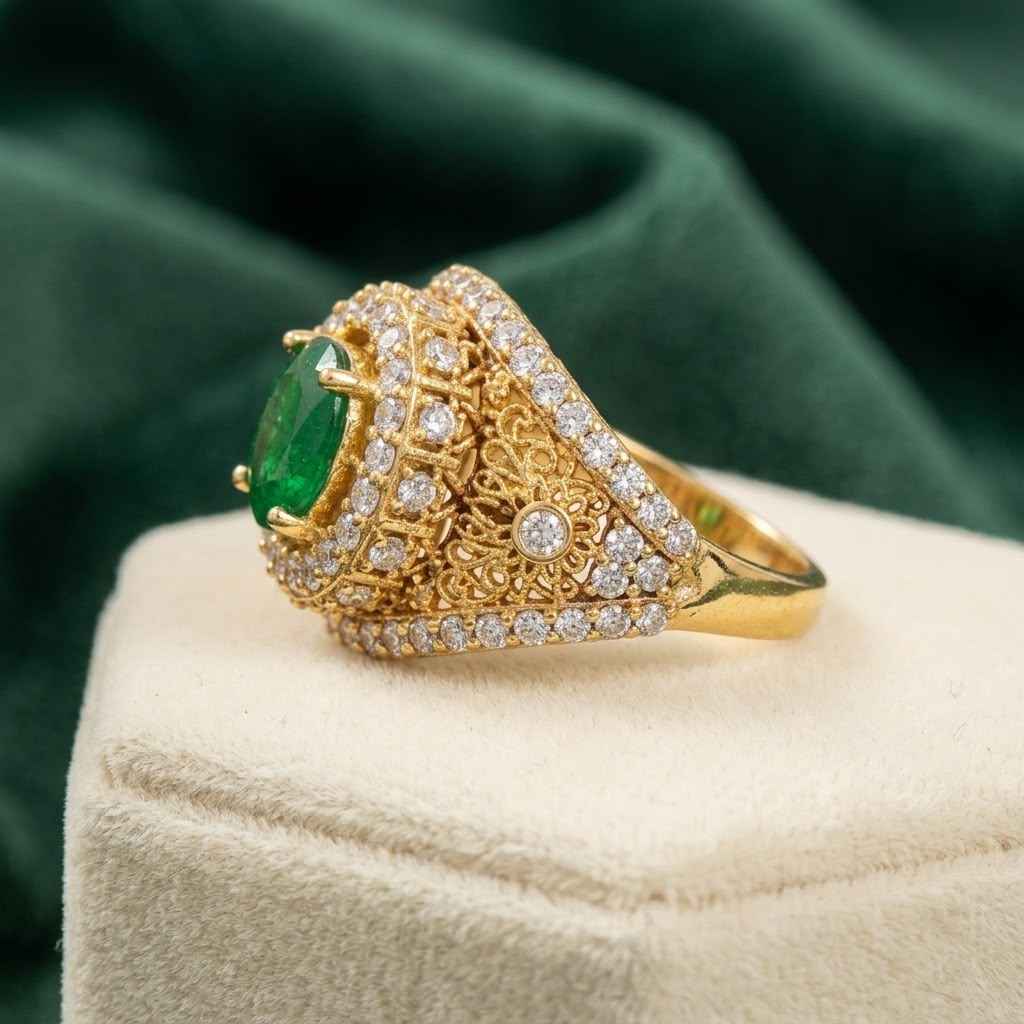 Royal Emerald Green Stone Ring