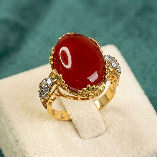 Royal Red Aqeeq Ring