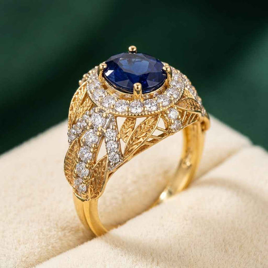 Blue Sapphire Gold Plated Ring