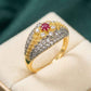 Rubi & Dimond Accened Gold Plated Ring