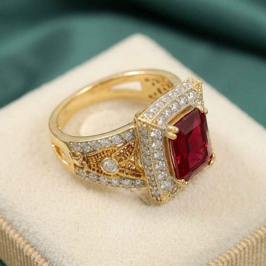 Ruby Stone With Dimond Cut