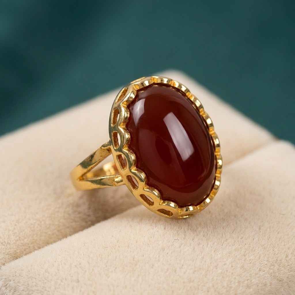 Aqeeq With Gold Plated Ring