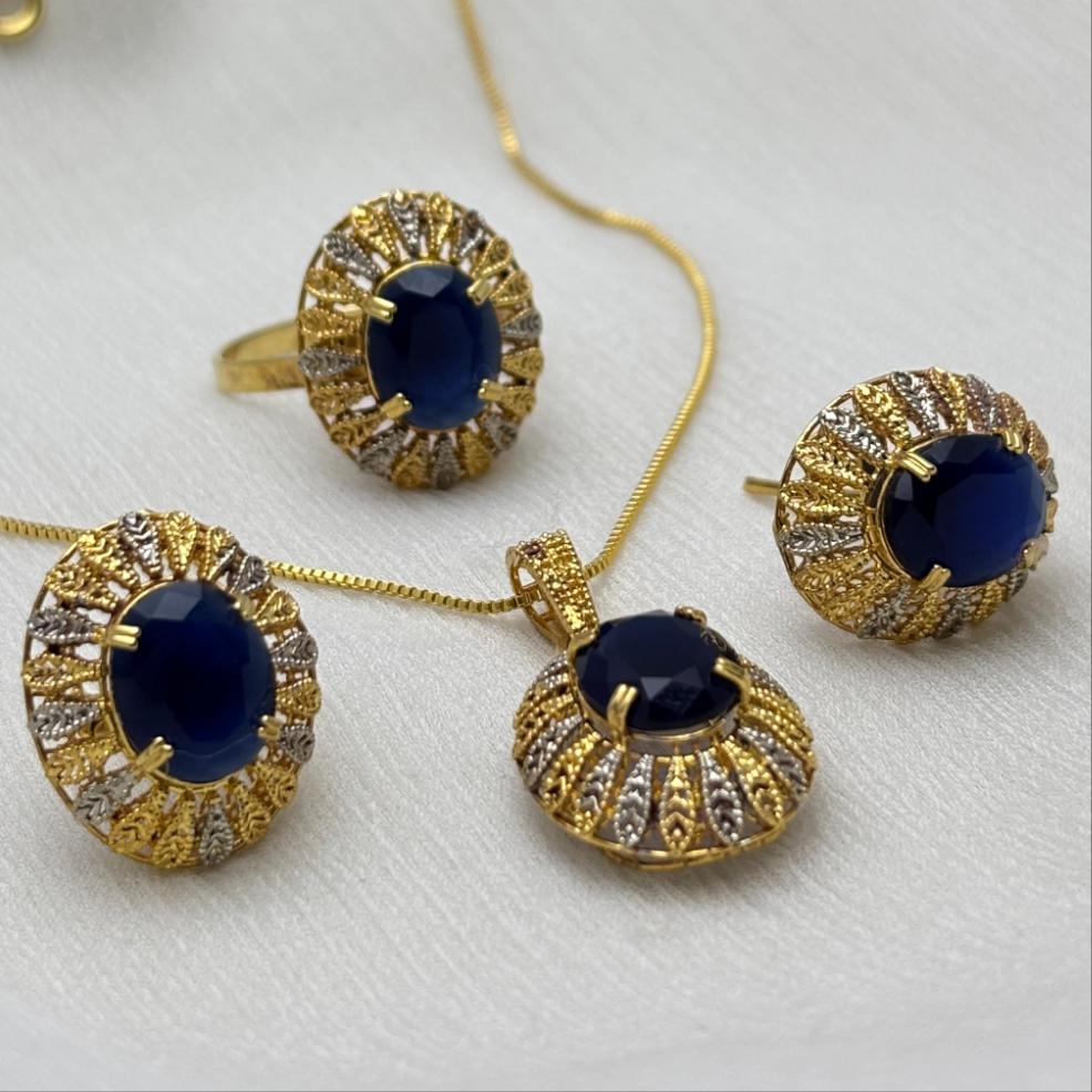 Blue Sapphire Stone Necklace Set