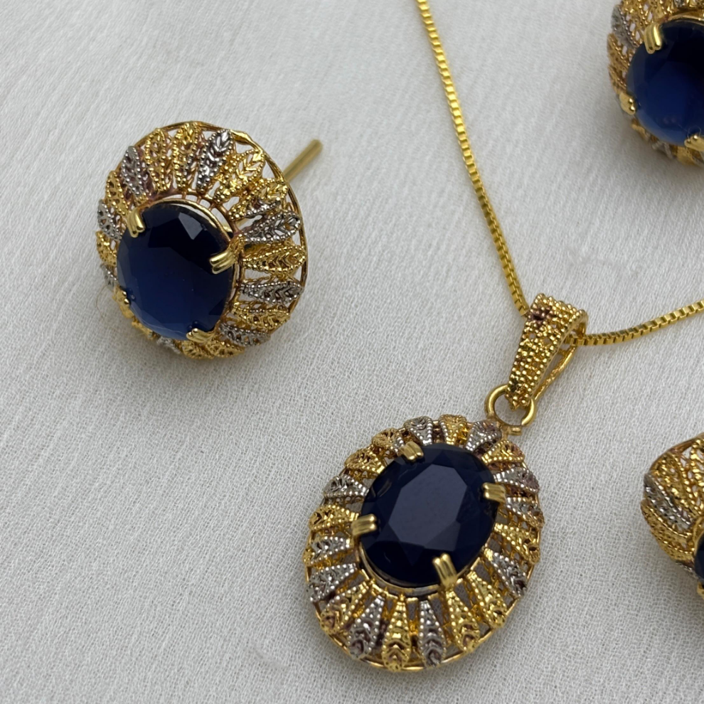Blue Sapphire Stone Necklace Set