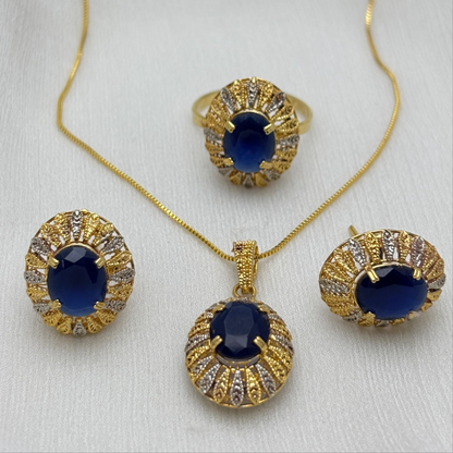 Blue Sapphire Stone Necklace Set