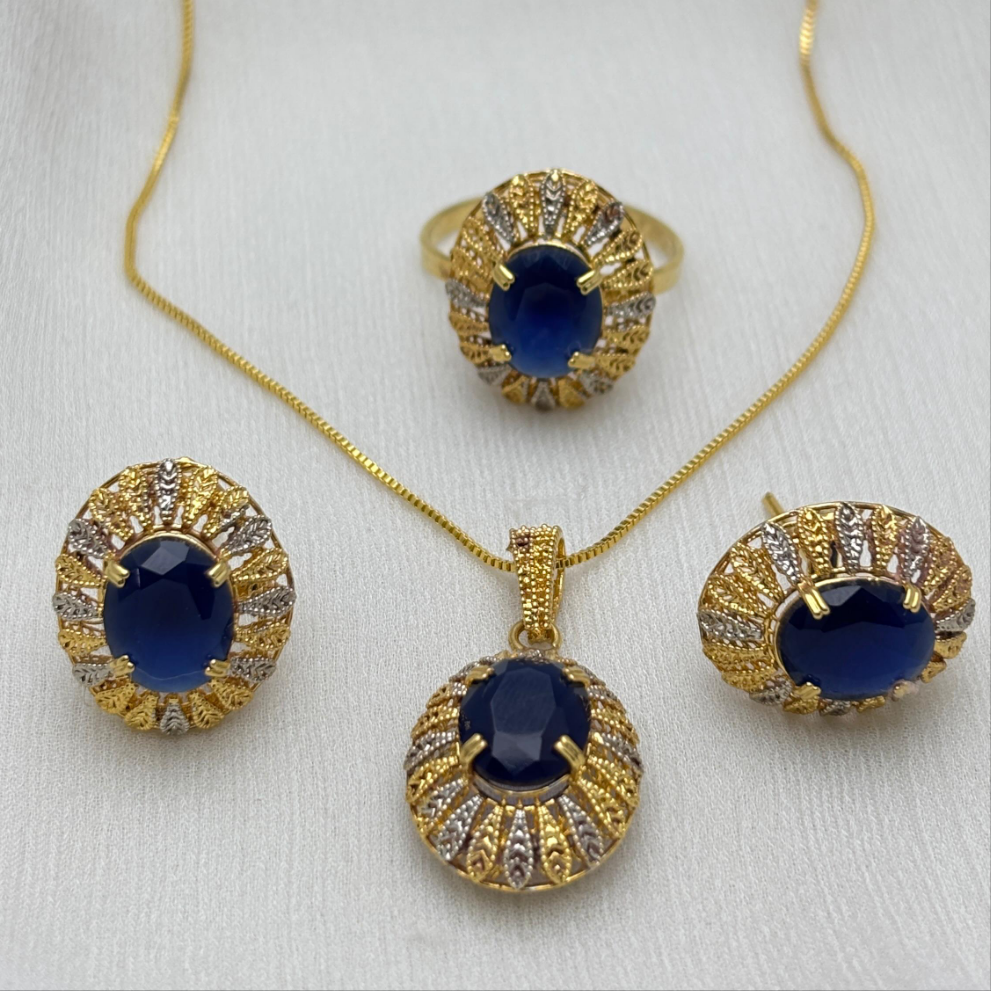 Blue Sapphire Stone Necklace Set
