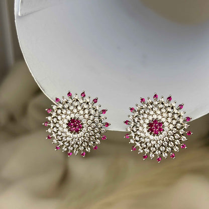 Floral purple White CZ Stones Earring