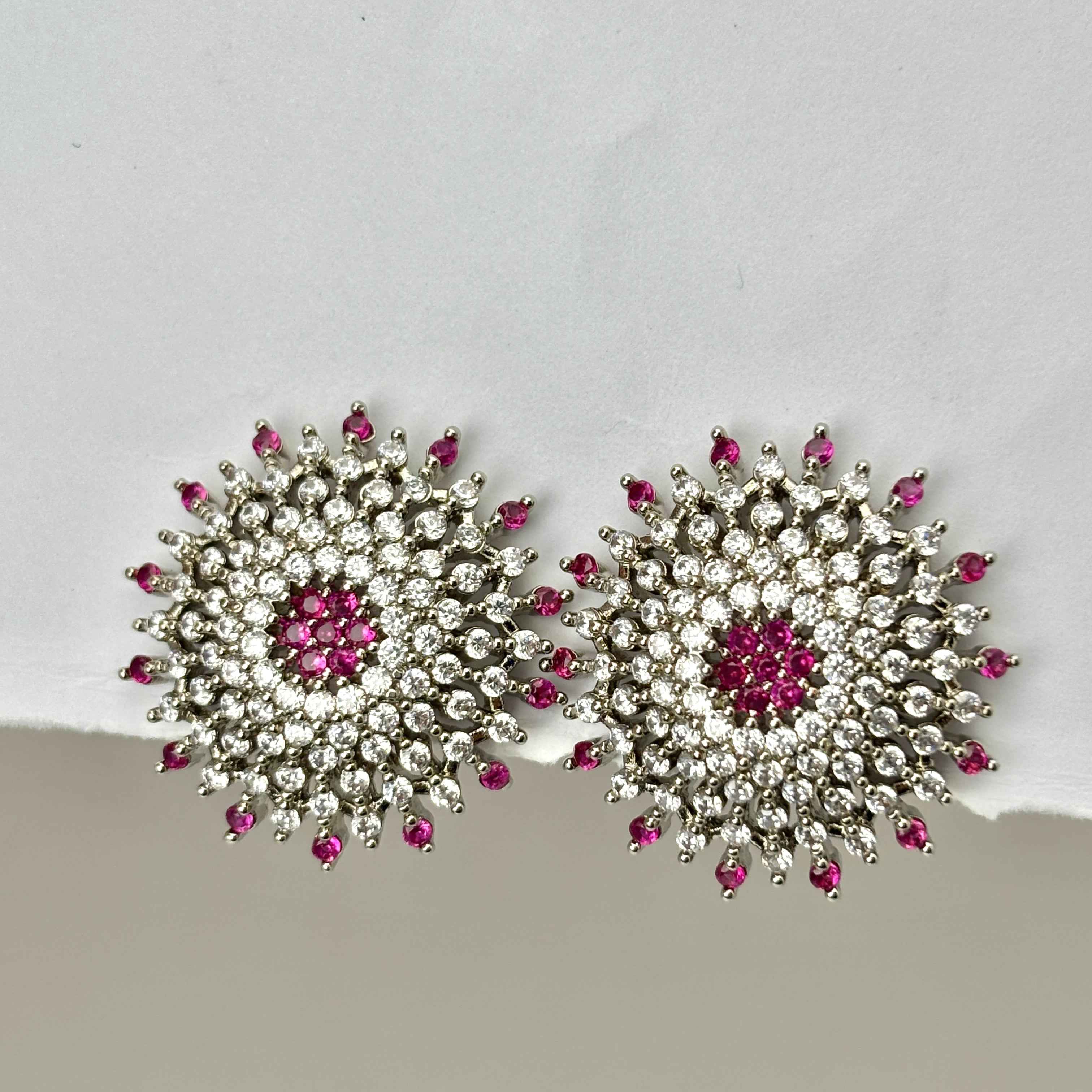 Floral purple White CZ Stones Earring