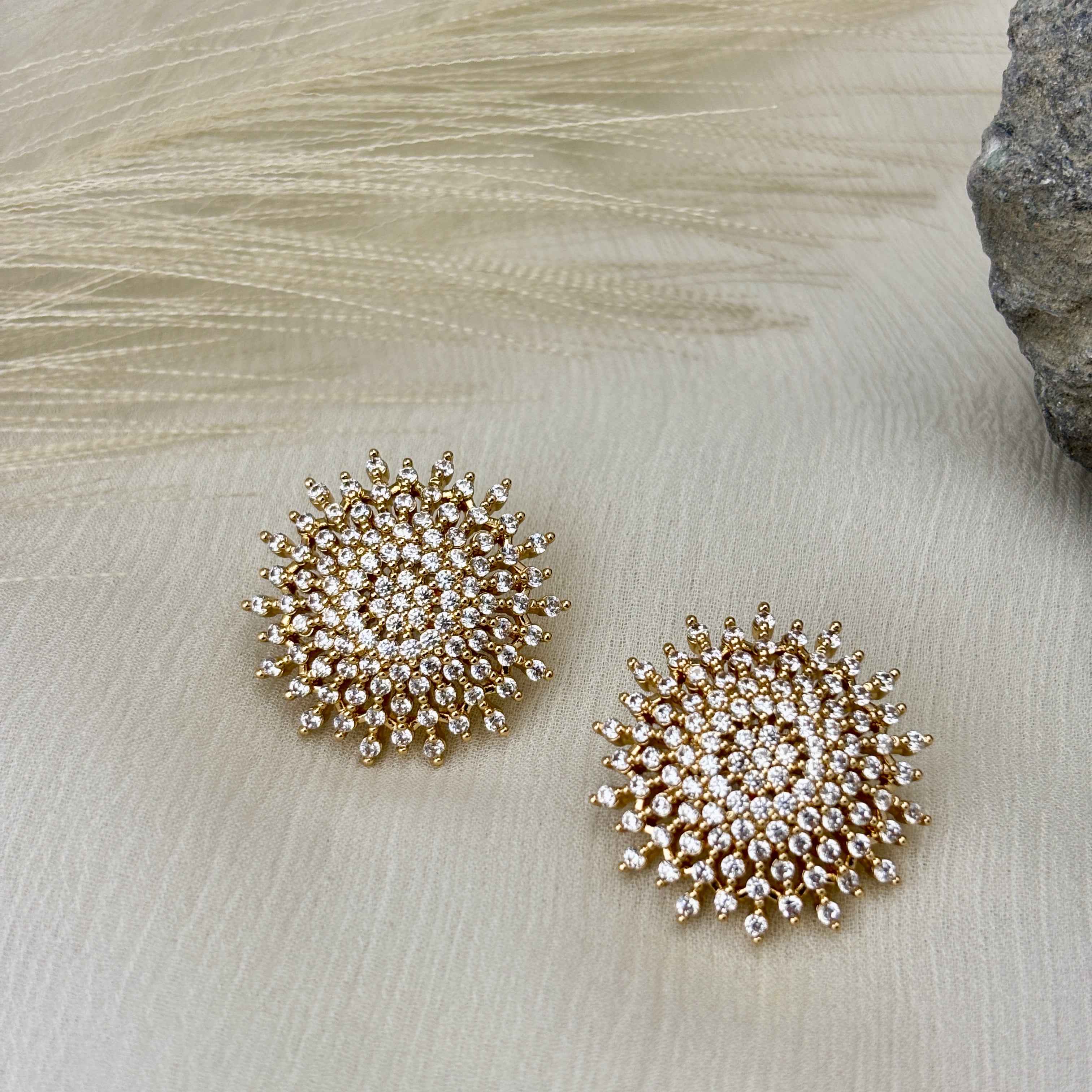 Floral White CZ Stones Earring