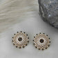Sunflower White Black CZ Stones Earring