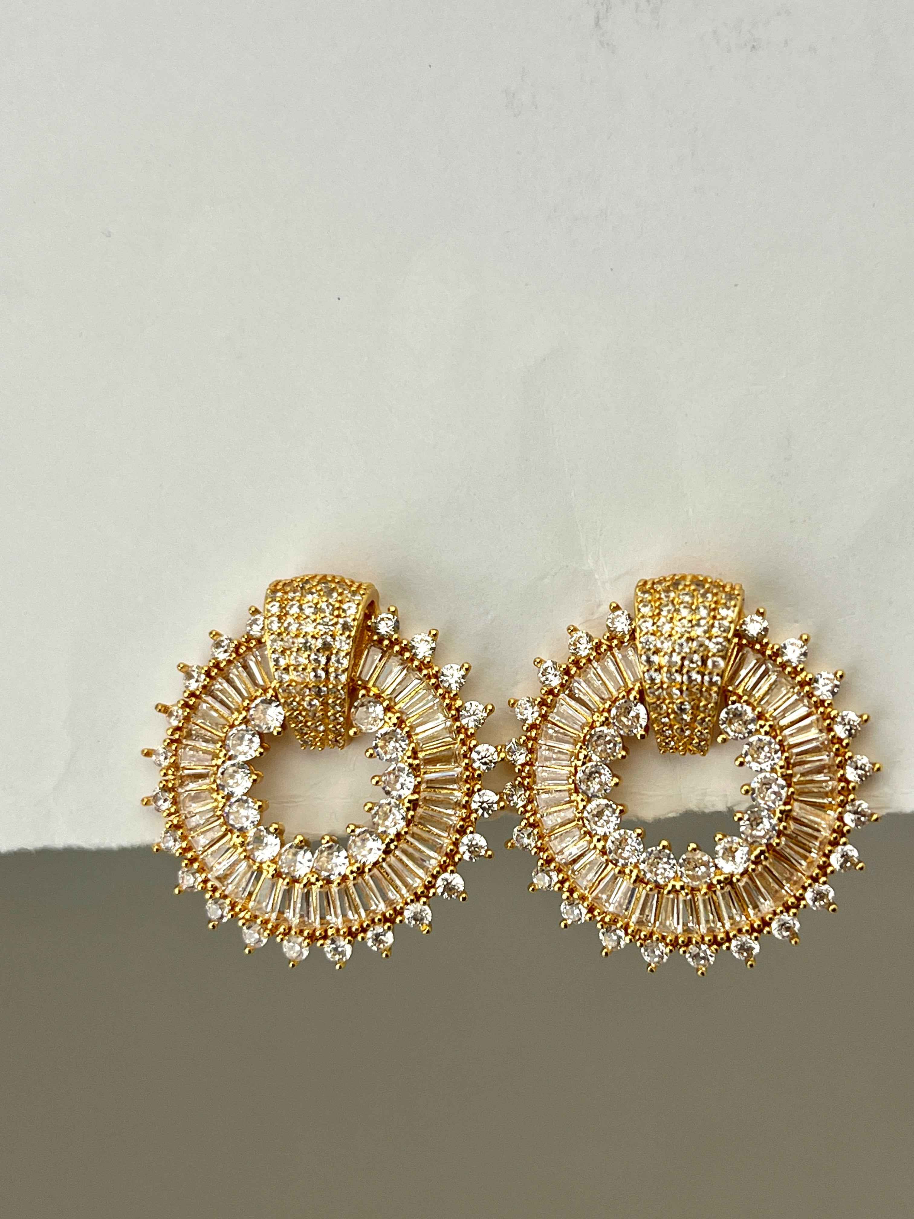 Elegant White CZ Stones Whoop Earring