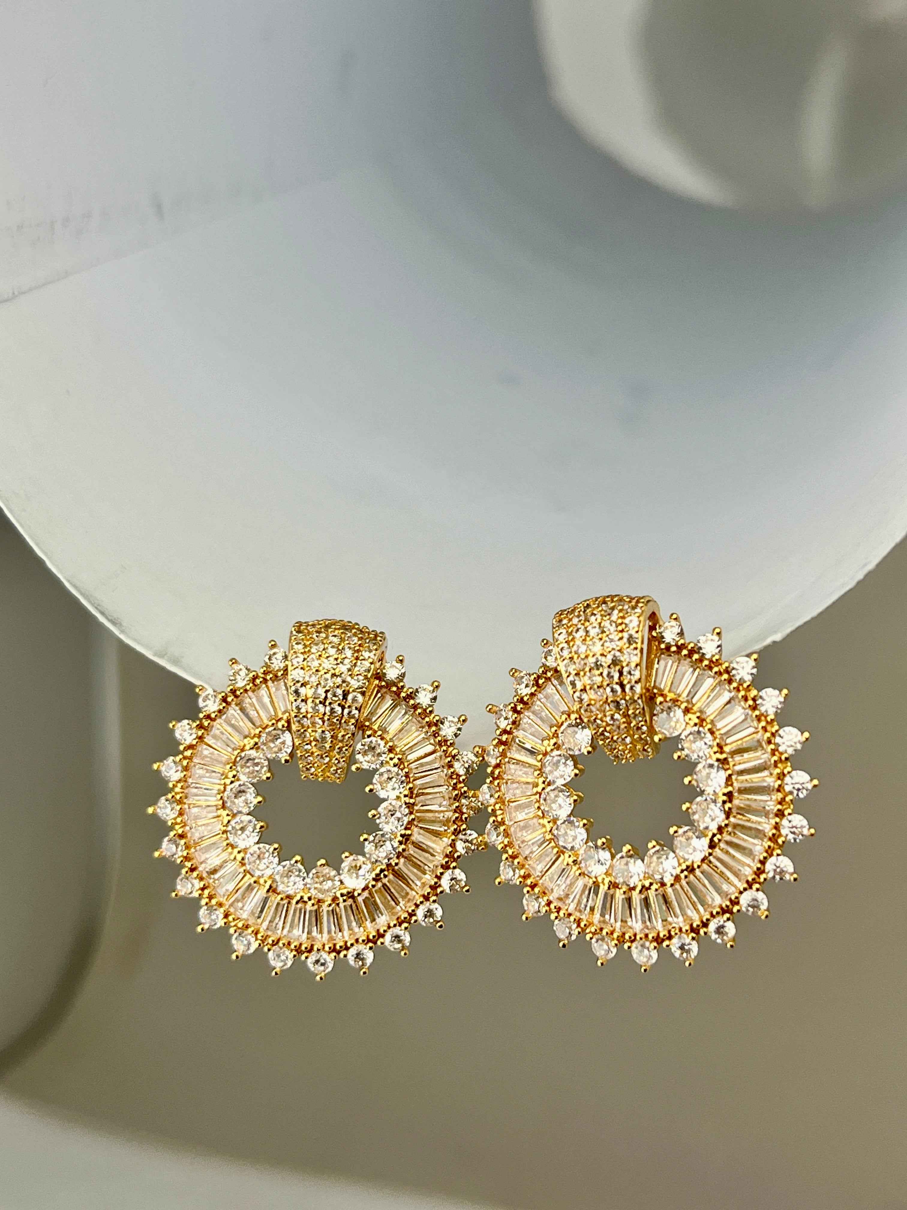 Elegant White CZ Stones Whoop Earring
