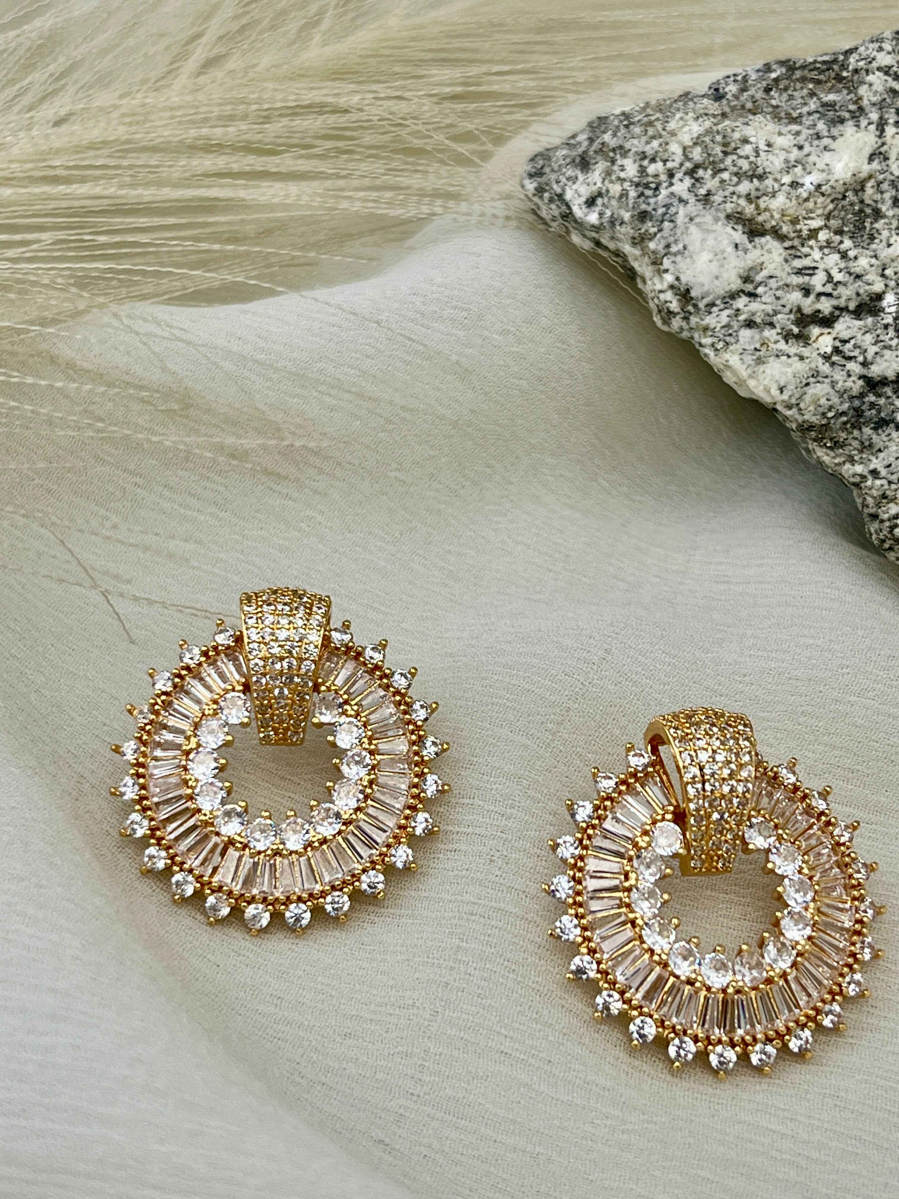 Elegant White CZ Stones Whoop Earring