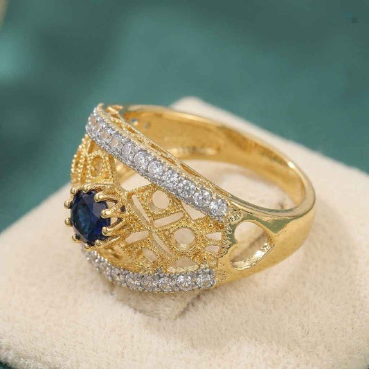 Blue Sapphire Gold Plated Ring