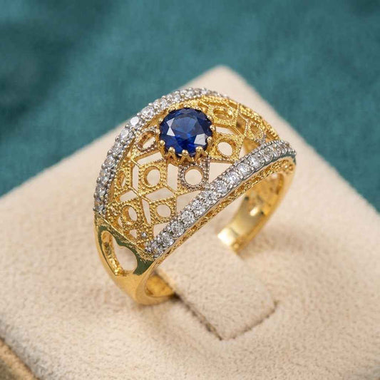 Blue Sapphire Gold Plated Ring
