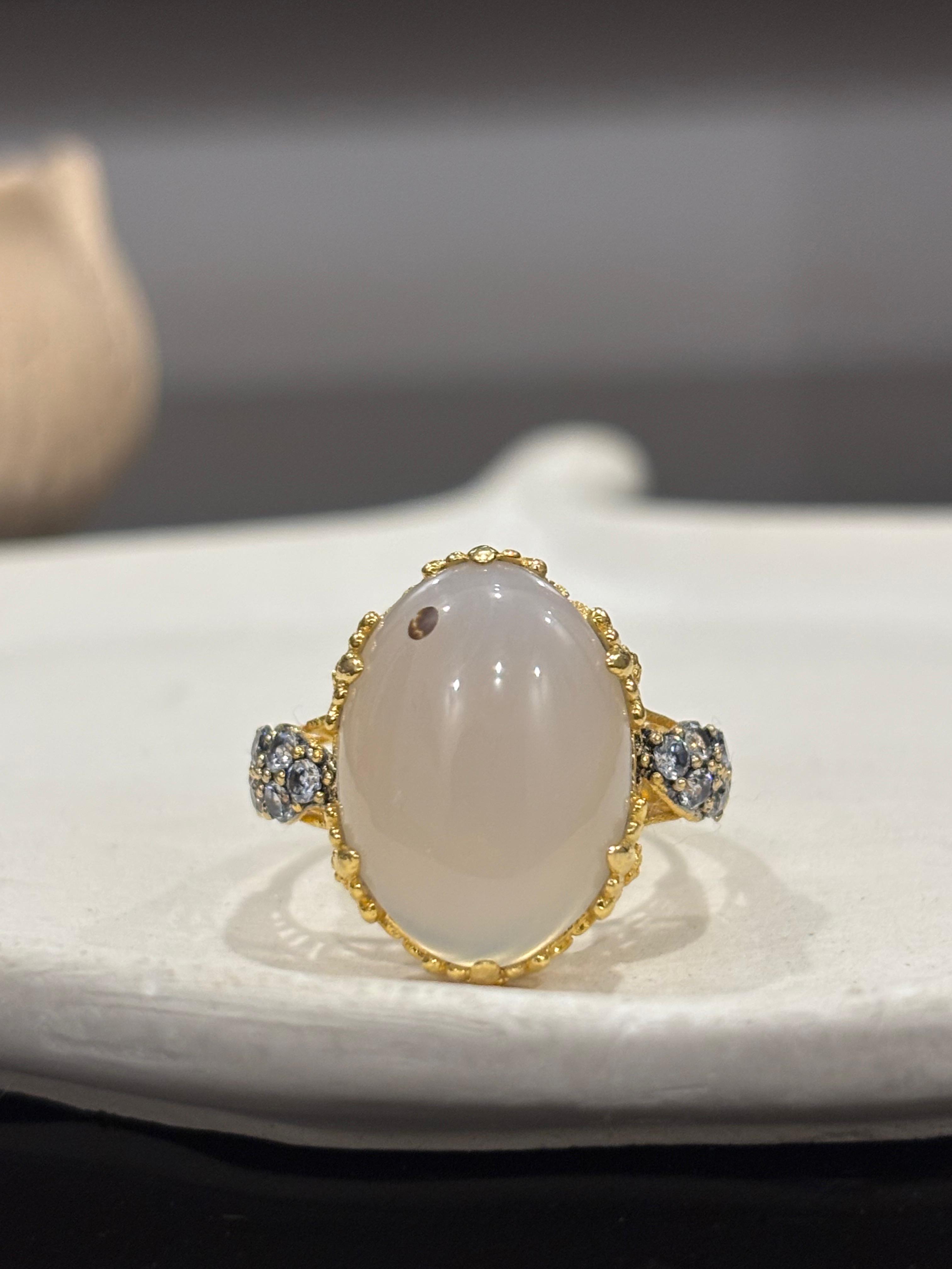 gold plated shajri aqeeq ring
