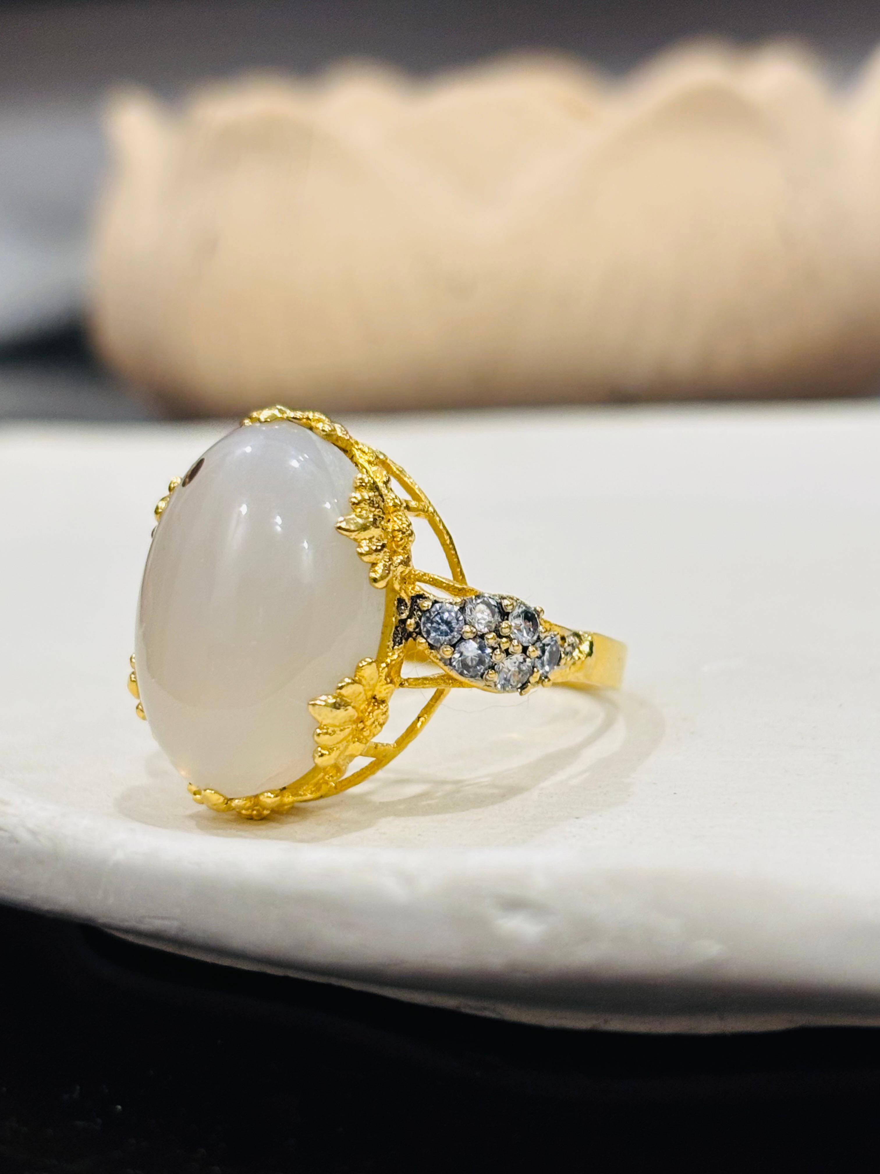 gold plated shajri aqeeq ring