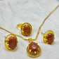 Gold plated sangstar stone locket set - 1323