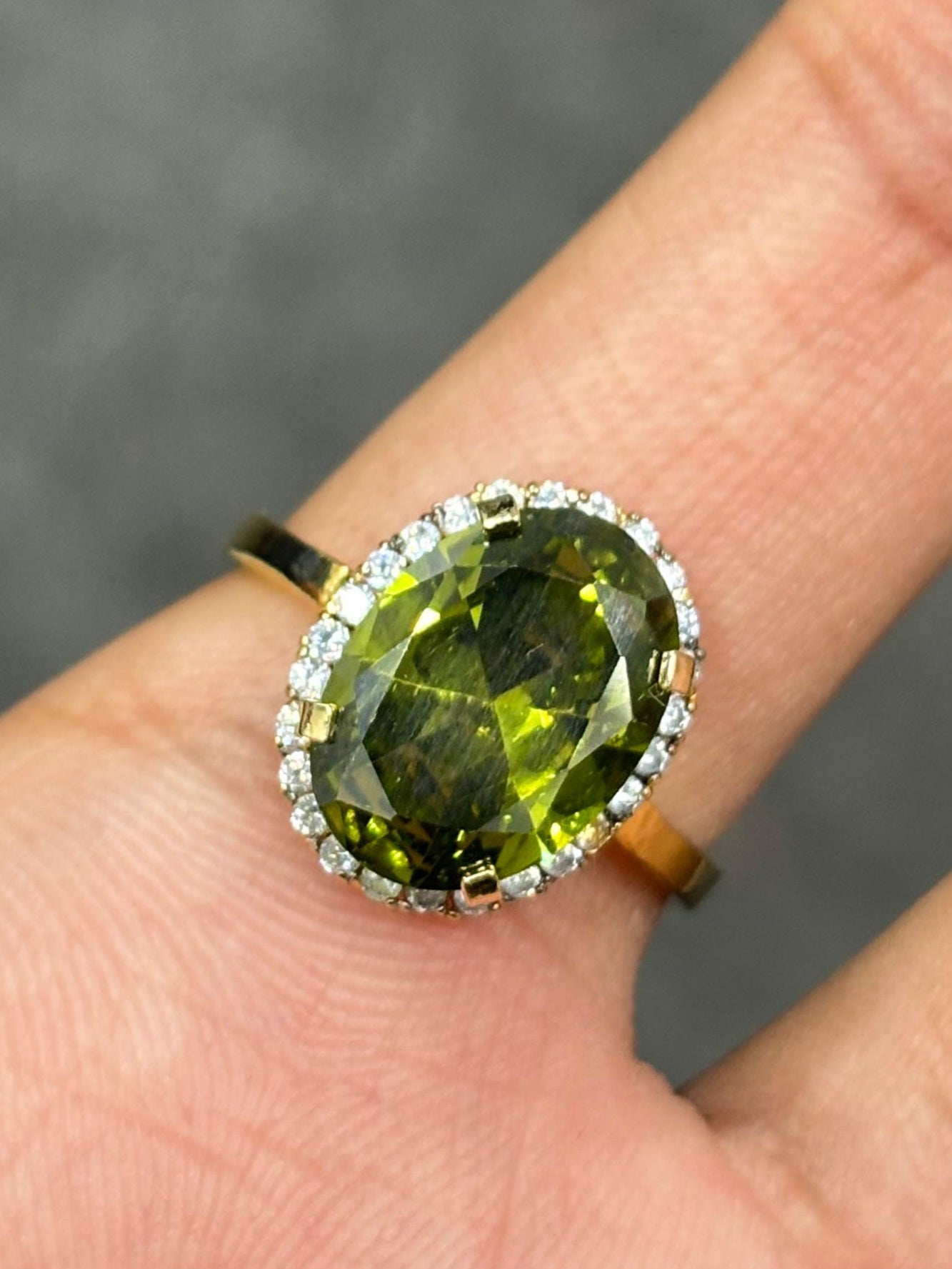 Gold plated Peridot stone Ring