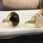 Black Aqeeq Gold Plated Ring