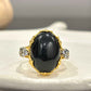 Black Aqeeq Gold Plated Ring