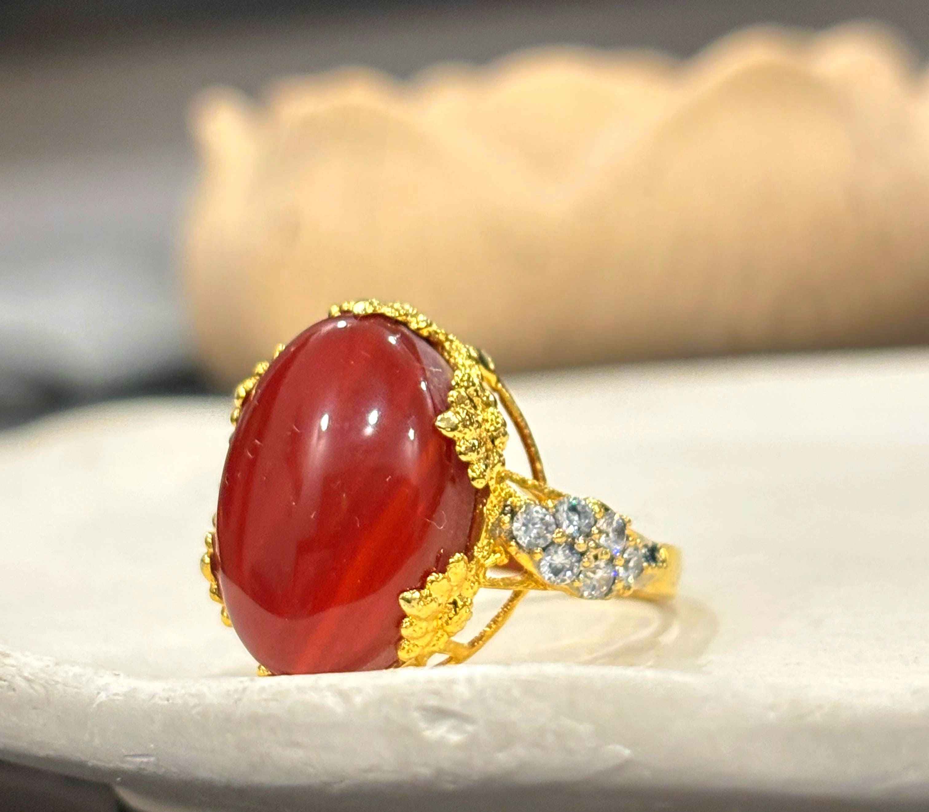 Royal Aqeeq Gold Plated Ring